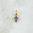 Dije Cruz Punteada 0.55gr / 1.5cm / Circones Azules  Oro Amarillo 18K