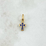 Dije Cruz Punteada 0.55gr / 1.5cm / Circones Azules  Oro Amarillo 18K
