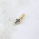 Dije Cruz Punteada 0.55gr / 1.5cm / Circones Azules  Oro Amarillo 18K