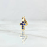 Dije Cruz Punteada 0.55gr / 1.5cm / Circones Azules  Oro Amarillo 18K