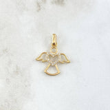 Dije Angel Silueta Corazón 1.6gr / 2.3cm / Circones Blancos Oro Amarillo 18K
