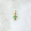 Dije Cruz Punteada 0.55gr / 1.5cm / Circones Verdes Oro Amarillo 18K