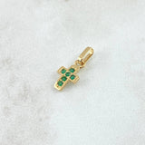 Dije Cruz Punteada 0.55gr / 1.5cm / Circones Verdes Oro Amarillo 18K