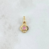 Dije Flor Helice 0.95gr / 1.5cm / Circon Rosado Oro Amarillo 18K
