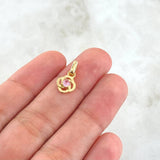 Dije Flor Helice 0.95gr / 1.5cm / Circon Rosado Oro Amarillo 18K