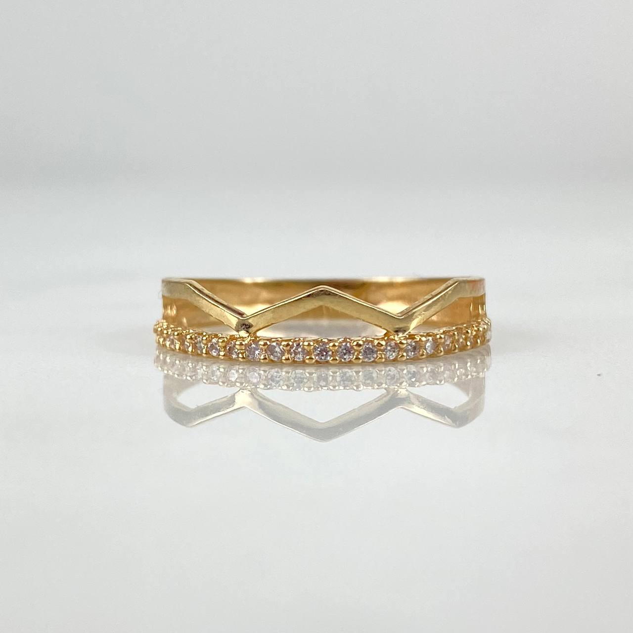 Anillo Zig Zag 1.45gr T7 Circones Blancos Oro Amarillo