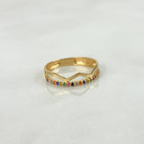 Anillo Zig Zag 1.35gr T6 Circonces Colores Oro Amarillo
