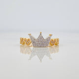 Anillo Corona Corazones 2.7 g / T7 Dos Oros Amarillo Blanco 18K