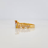 Anillo Corona Corazones 2.7 g / T7 Dos Oros Amarillo Blanco 18K