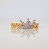 Anillo Corona Corazones 2.7 g / T7 Dos Oros Amarillo Blanco 18K