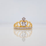 Anillo Corona 15S 3.45 g / T7 1/2 Dos Oros Amarillo Blanco 18K