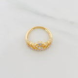 Anillo Corona 15S 3.45 g / T7 1/2 Dos Oros Amarillo Blanco 18K