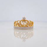 Anillo Corona 15S 3.15 g / T7 1/4 Dos Oros Amarillo Blanco 18K