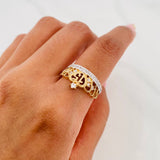 Anillo Corona 15S 3.15 g / T7 1/4 Dos Oros Amarillo Blanco 18K