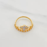 Anillo Corona Cruz 2.3 g / T6 1/2 Dos Oros Amarillo Blanco 18K