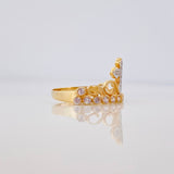 Anillo Corona Cruz 2.3 g / T6 1/2 Dos Oros Amarillo Blanco 18K