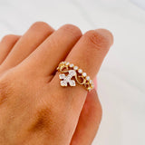 Anillo Corona Cruz 2.3 g / T6 1/2 Dos Oros Amarillo Blanco 18K