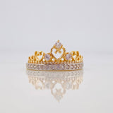 Anillo Corona Corazones 2.7 g / T7 Dos Oros Amarillo Blanco 18K