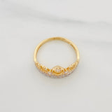 Anillo Corona Corazones 2.7 g / T7 Dos Oros Amarillo Blanco 18K