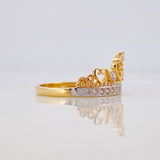 Anillo Corona Corazones 2.7 g / T7 Dos Oros Amarillo Blanco 18K