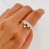Anillo Corona Corazones 2.7 g / T7 Dos Oros Amarillo Blanco 18K