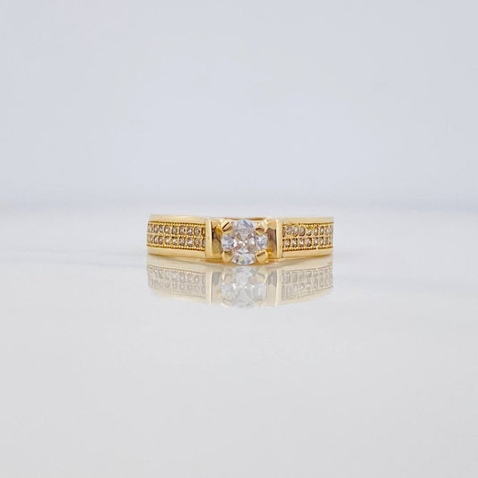 Anillo Solitario Linea Incrustada 4.3 g / T6 1/2 Oro Amarillo 18K