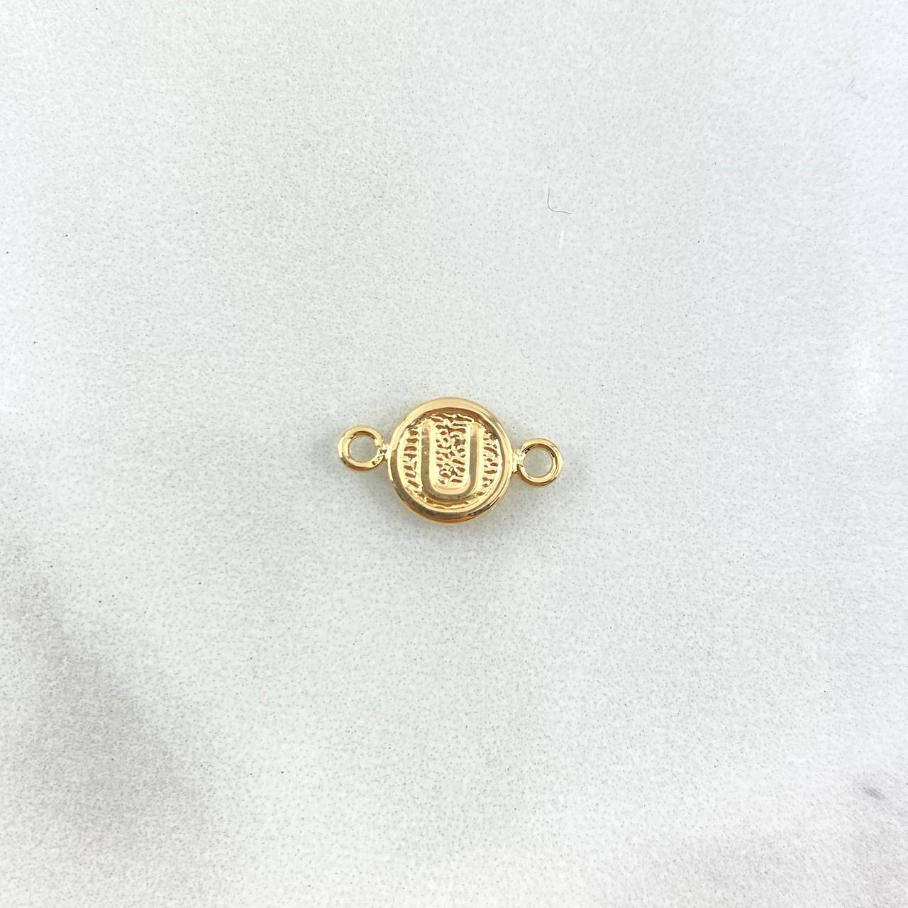 Herraje Letra U Mate Texturizado 0.4gr / 1.5cm / 8mm Circulo Liso Oro Amarillo 18K ©
