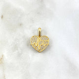 Dije Corazón For Ever 2.6gr / 2cm / Circones Blancos Oro Amarillo