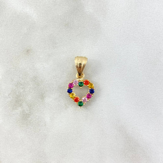 Dije Silueta Corazón 1.6gr / 2cm / Circones de Colores Oro Amarillo