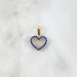 Dije Corazón Doble Faz 1.4gr / 2cm / Circones Blancos-Azules Oro Amarillo
