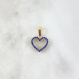 Dije Corazón Doble Faz 1.4gr / 2cm / Circones Blancos-Azules Oro Amarillo