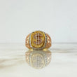 Anillo Signo Peso 10.7gr / T9 3/4 / Circones Blancos Tres Oros