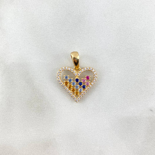 Dije Silueta Corazón 1.95gr / 2.2cm / Circones de Colores Oro Amarillo