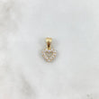 Dije Silueta Corazón 1.6gr / 2cm / Circones Blancos Oro Amarillo