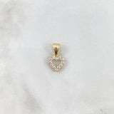 Dije Silueta Corazón 1.6gr / 2cm / Circones Blancos Oro Amarillo