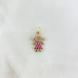 Dije Niña 1.6gr / 2.3cm / Circones Blancos-Fucsia Oro Amarillo