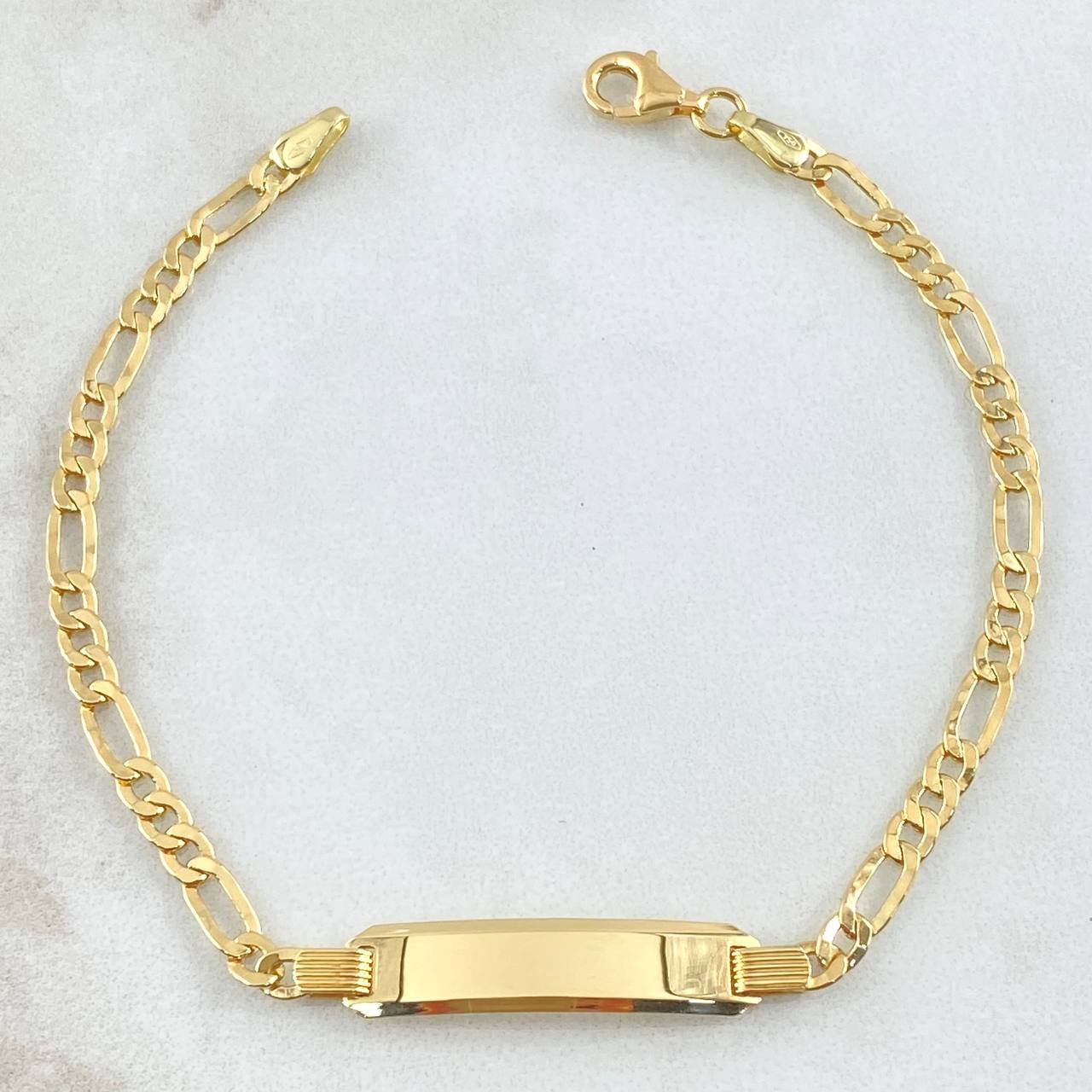 Pulso Figaro Placa Rectangular 3.7gr / 19cm / 3.3mm Oro Amarillo +0 18K ©