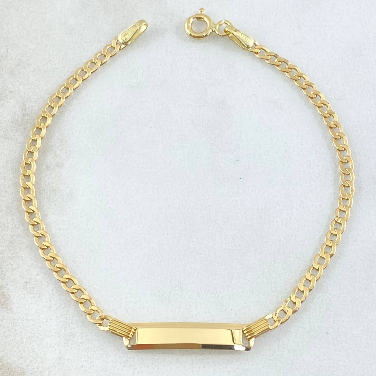 Pulso Bebé Cubano Placa Rectangular 1.7gr / 16cm / 2.3mm Oro Amarillo +1 18K ©