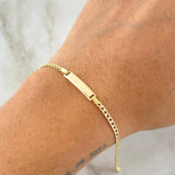 Pulso Bebé Cubano Placa Rectangular 1.7gr / 16cm / 2.3mm Oro Amarillo +1 18K ©