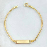 Pulso Bebé Cubano Placa Rectangular 1.55gr / 14cm / 1.8mm Oro Amarillo +1 18K ©