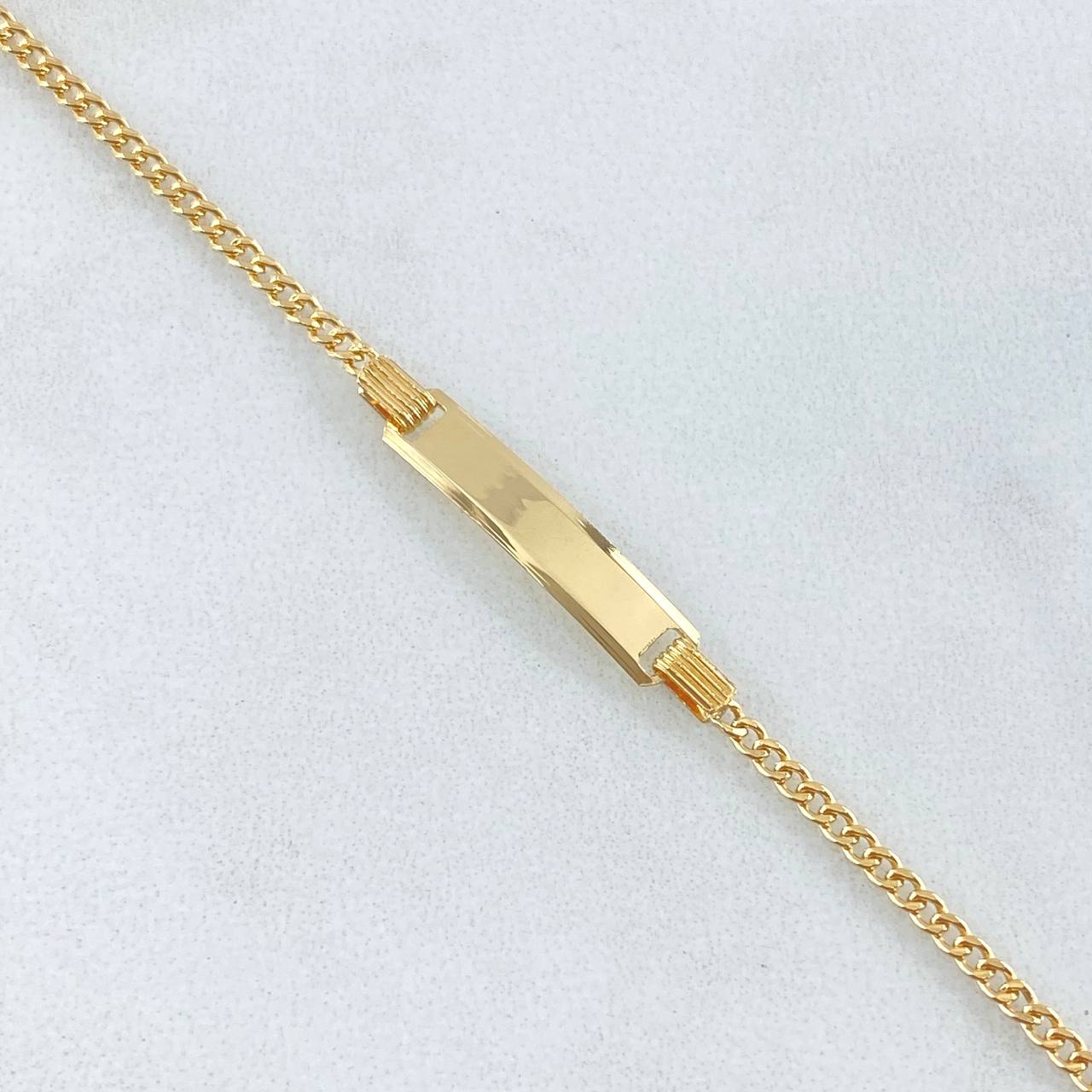 Pulso Bebé Cubano Placa Rectangular 1.55gr / 14cm / 1.8mm Oro Amarillo +1 18K ©