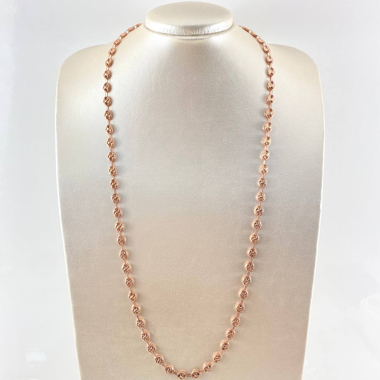 Cadena GC 13.15gr / 70cm / 6.1mm Curvas Rayadas Oro Rosa 18K ©