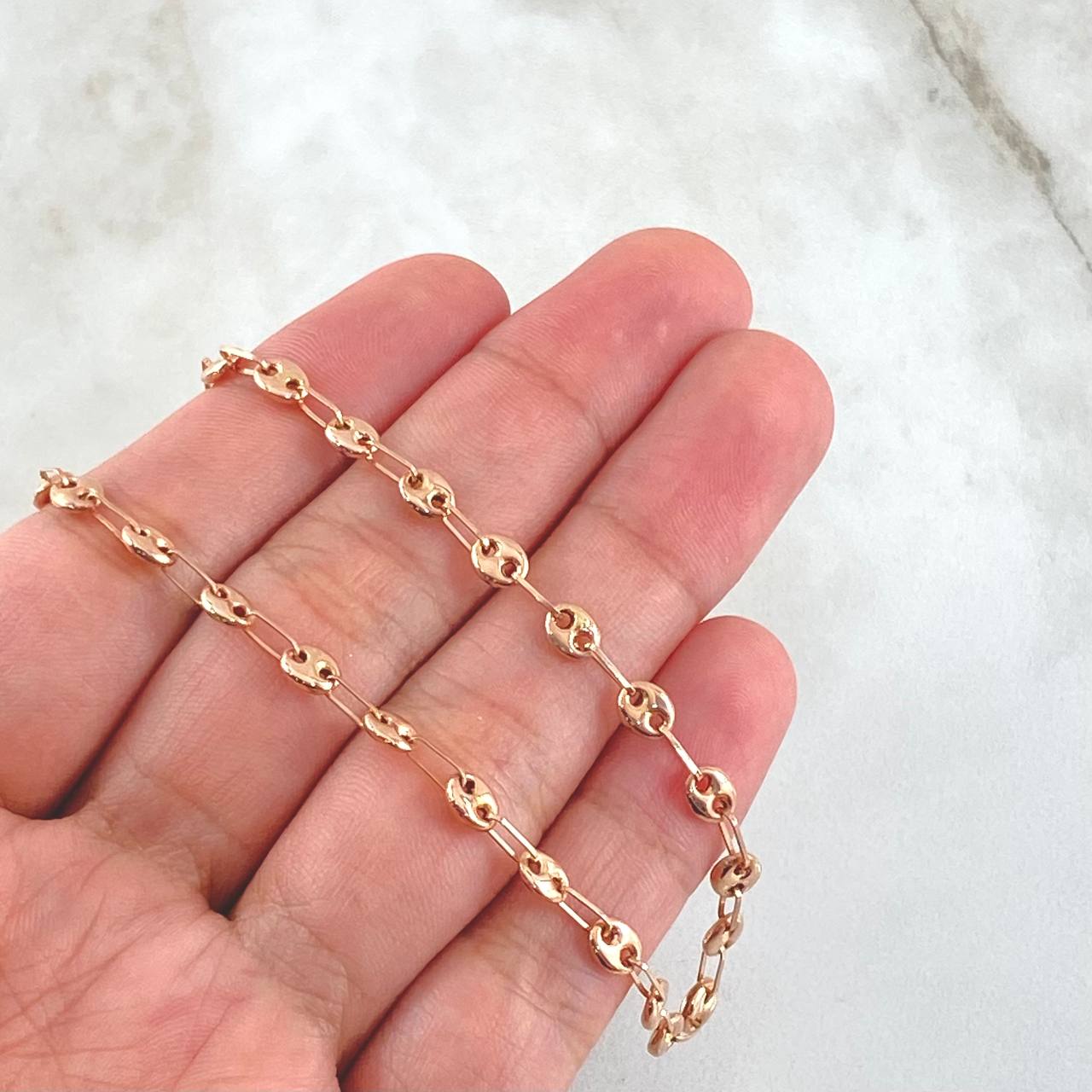 Cadena GC 7gr / 60cm / 4mm Lisa Oro Rosa 18K ©