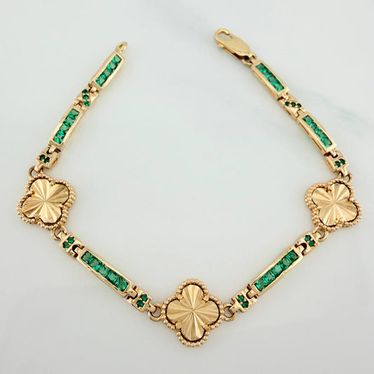 Pulso Trebol Diamantado 10.85gr / 18cm / 3.4mm Oro Amarillo Nac.Esp. 18K $