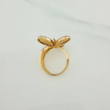 Anillo Mariposa Malla Exagonal 4.45gr / T6 1/2 / Dos Oros Amarillo Blanco 18K $