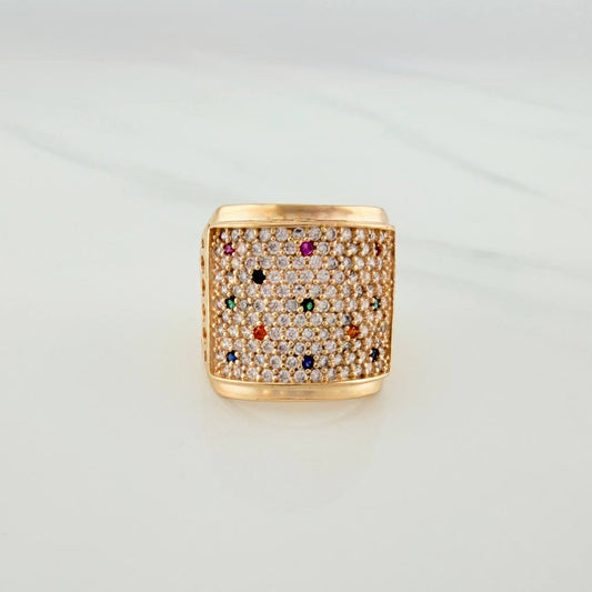 Anillo Placa Circulos 6.65gr / T7 1/4 / Oro Amarillo 18K