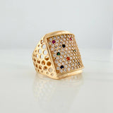 Anillo Placa Circulos 6.65gr / T7 1/4 / Oro Amarillo 18K