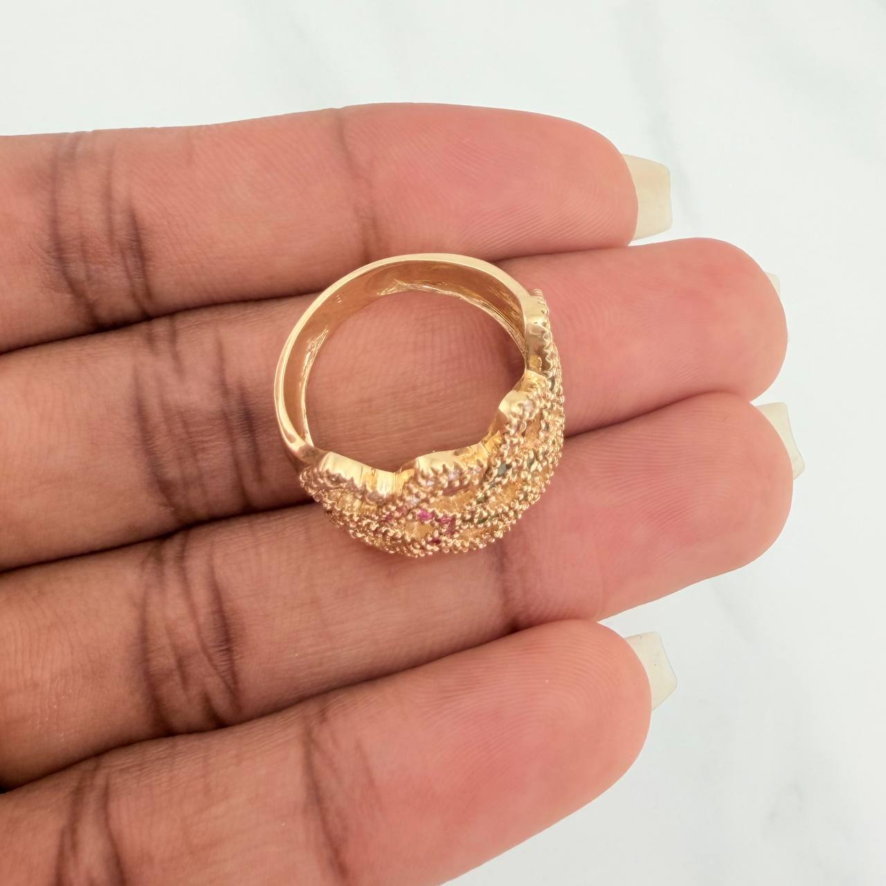 Anillo Lineas Cruzadas 5.2gr / T6 1/2 / Oro Amarillo 18K
