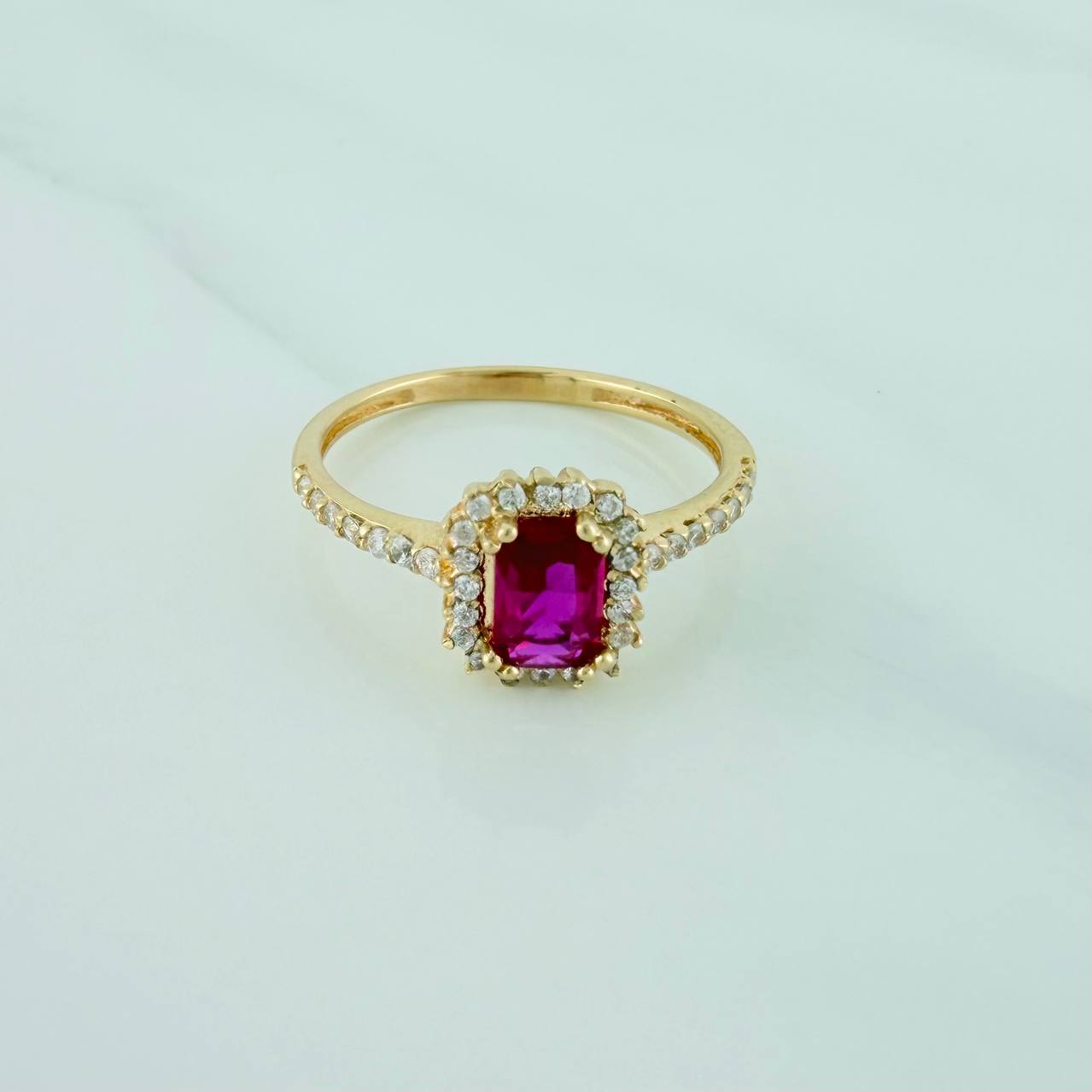 Anillo Halo Marquesina 2.6gr / T7 1/4 / Oro Amarillo 18K