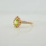 Anillo Solitario Halo Gota 2.25gr / T6 / Oro Amarillo 18K $